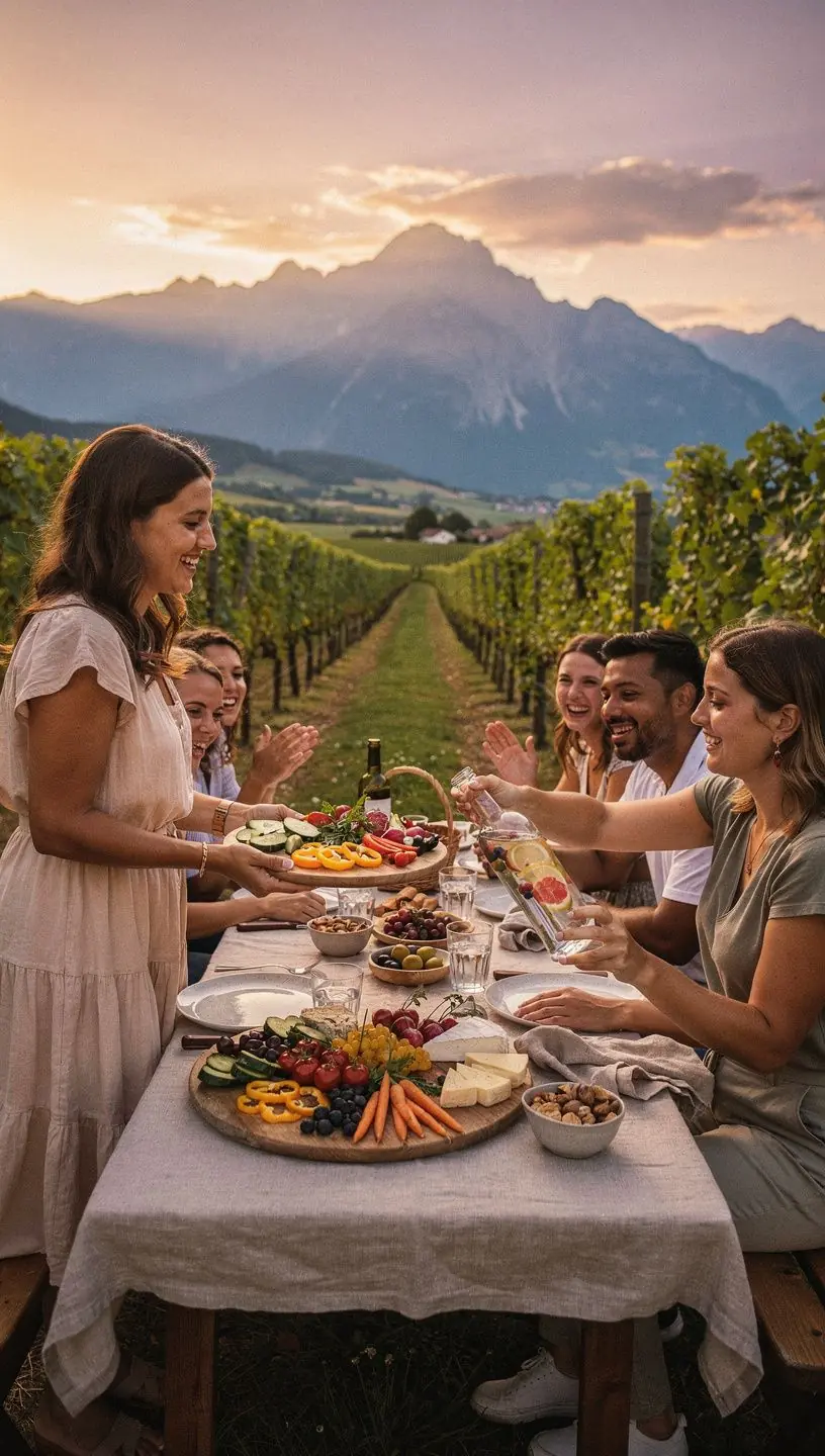 Nahaufnahme von Kräutern und Gewürzen, die auf einem Holzbrett vorbereitet werden.