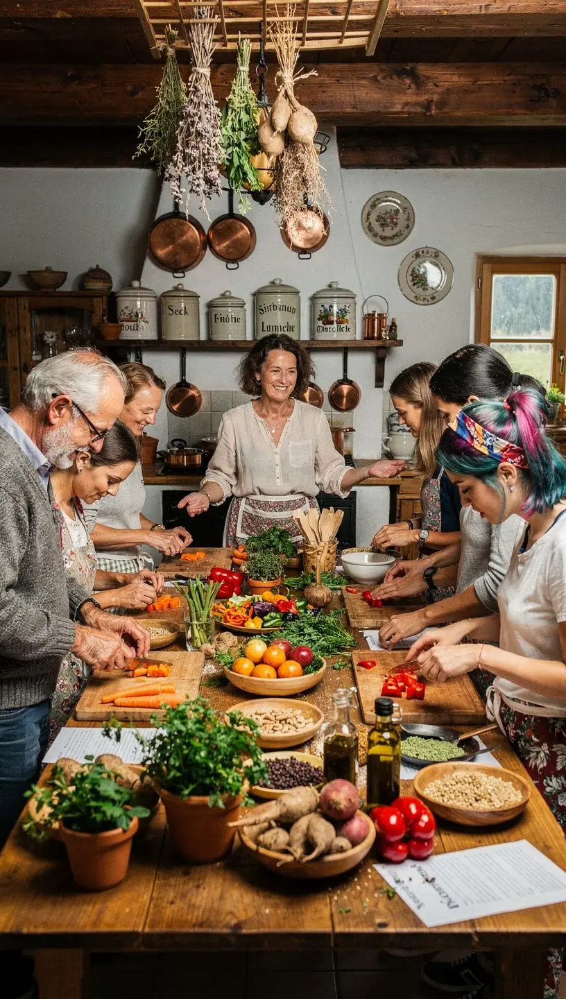 Ein Koch, der mit frischen Kräutern in einer modernen Küche hantiert, um gesunde Gerichte zuzubereiten.
