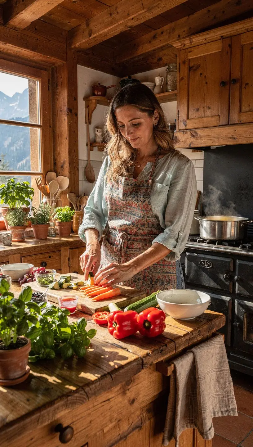 Ein Teller mit buntem Gemüse und Vollkornnudeln, der gesund zubereitet ist.