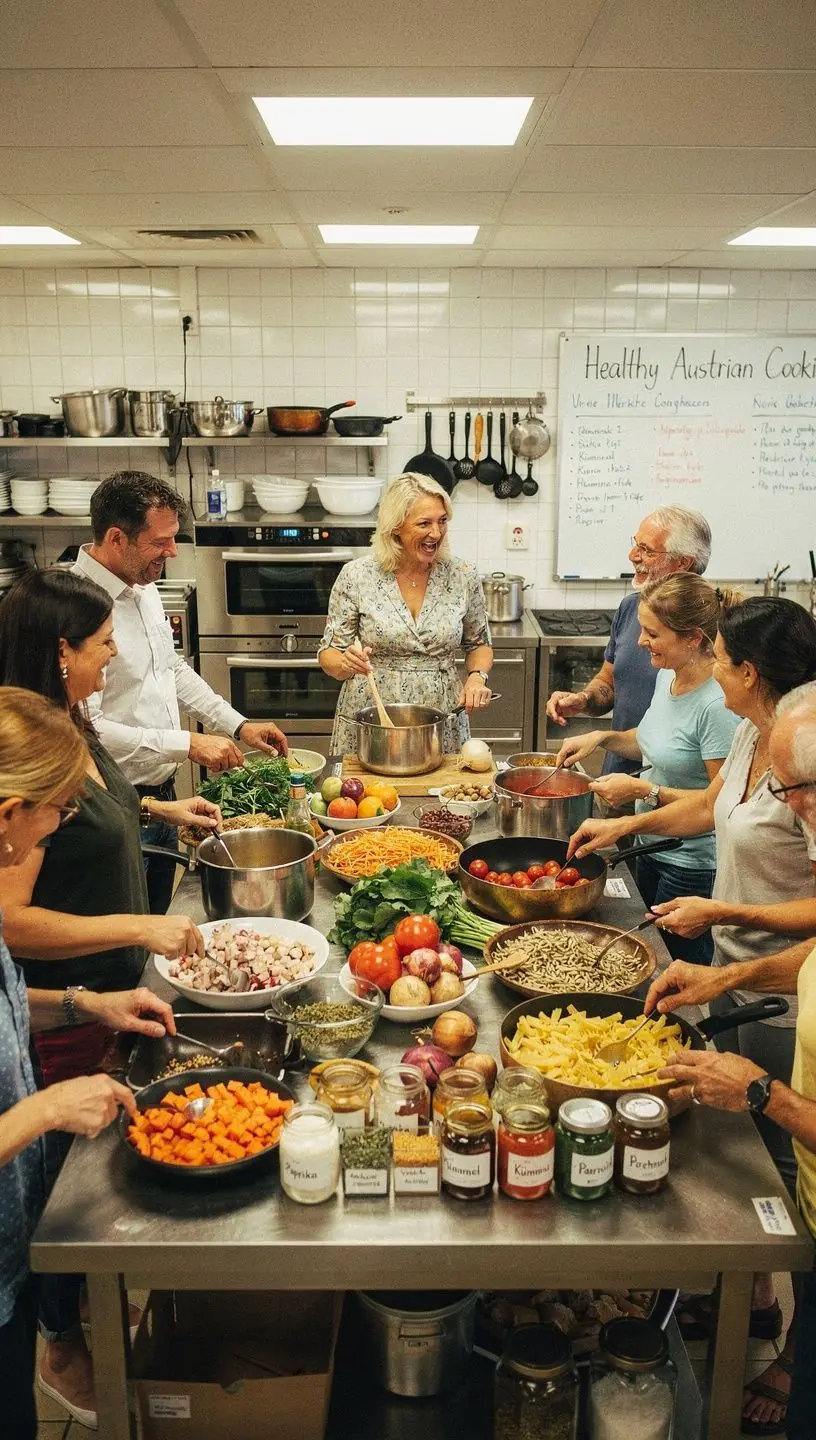Ein schön angerichteter Teller mit einem ausgewogenen österreichischen Gericht, garniert mit frischen Zutaten.