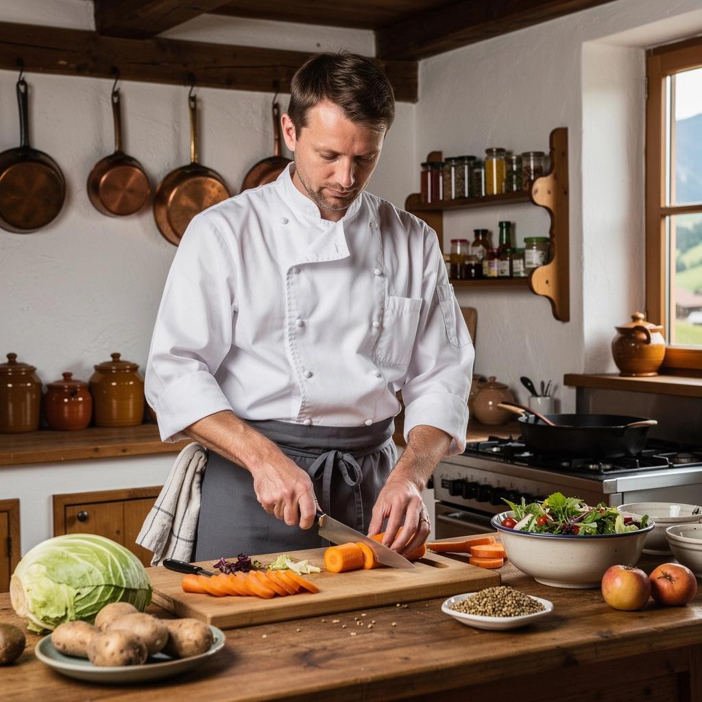 Ein Teilnehmer, der mit Begeisterung eine gesunde Speise probiert und Notizen macht.